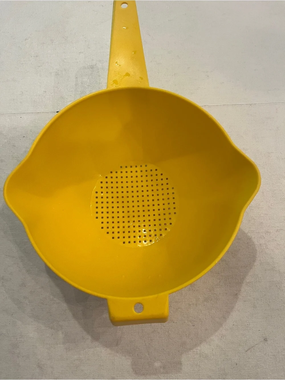 Sold Vintage bright yellow Tupperware plastic Strainer Colander. So retro!